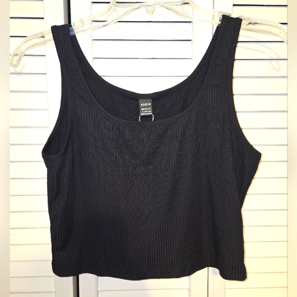 SHEIN EZwear Women's L Black Ribbed Tank Top NEW